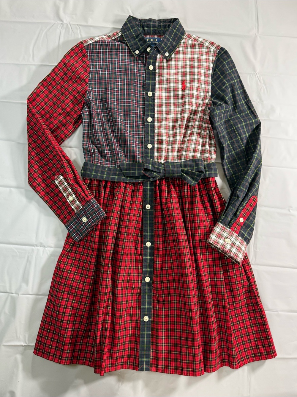 Girl’s Polo Ralph Lauren Mixed Plaid Shirt Dress Size 12